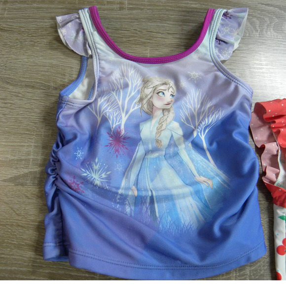 🍒 Disney Frozen size 4T and Circo cherry print size 2T bathing suit tops girls - Picture 2 of 6